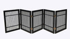 Pet Dog Gate Strong and Durable Freestanding Folding Acacia Hardwood Portable Wooden Fence Indoors or Outdoors by Urnporium (Black Pet Gate, 5 Panel 24" Tall)