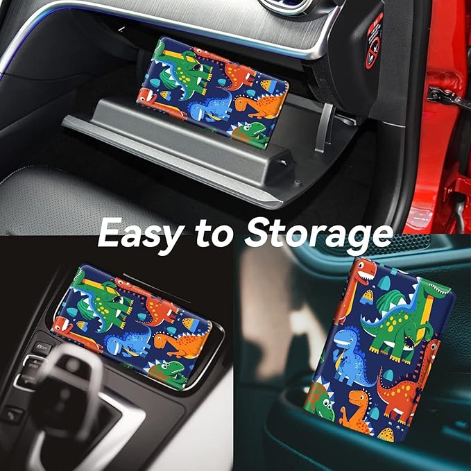 Car Registration and Insurance Holder, Leather Car Glove Box Organizer, Cool Car Accessories for ID, Driver's License Cards & Essential Document,business cards,Men&WomenCute Dinosaur