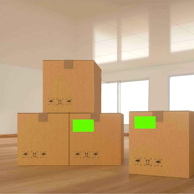 PARLAIM 3 x 5 inch Rectangle Sticker Labels, 250PCS Adhesive Color Coding Stickers for Moving Box Inventory Label, Fluorescent Green
