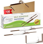 OLYMPX 100 Pcs of 1” Capacity Premium Self Adhesive Prong Paper Fastener Bases, 2.75 Inch Center for Paper File Clip Folder Accessories, 100 per Box