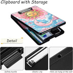 Clipboard with Storage, High Capacity Plastic Storage Clipboard with Pen Holder for for Women Teachers Work, School & Office Supplies, Cute Pattern Decorative Clipboards, Sun and Moon
