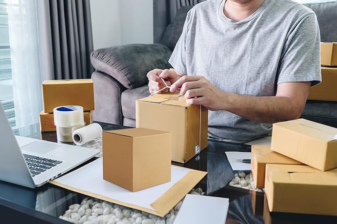 Eupako 4x4x4" Cardboard Box Mailers 25 Pack White Cube Corrugated Small Shipping Boxes for Mailing