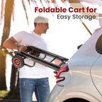 Pyle Compact Folding Adjustable Equipment Cart - Heavy Duty 8-in-1 Convertible Cart Hand Truck/Dolly/Platform Cart with R-Trac Wheels - Expandable Up to 25.24" to 40.24" - Pyle PKEQ38