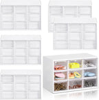 Amyhill 6 Pcs Mini Drawer Organizer Small Organizer with 9 Drawers Plastic Desktop Craft Storage Box for Office Home Room Jewelry Cosmetics Collection(White)