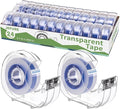 24 Pcs Transparent Tape with Dispenser, 0.7 x 1000 in Blue Core Clear Tape Rolls Bulk, Office Tape Refills for Desk, Craft, and Gift Wrapping