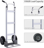 LEADALLWAY Aluminum Hand Trucks Heavy Duty with 10“ Rubber Inflatable Wheels,2 Wheel Dolly 550lbs Capacity