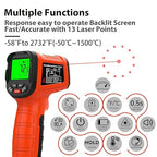 50:1 Infrared Thermometer Gun, -58°F to 2732°F Non-Contact Laser Temperature Gun for Cooking, Pizza Oven, Reptile, Griddle, Digital Temp Gun for HVAC and Industrial Use
