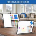 Grtard Dry Erase Magnetic White Board, 16''x12'' Double-Sided Desktop Whiteboard with Stand, Portable Small Whiteboard Set, Dry Erase Board for Drawing, ToDo, Office, Home, School(Black)