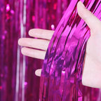 3 Pack 3.3x8.2 Feet Pink Foil Fringe Backdrop Curtains, Tinsel Streamers Birthday Party Decorations, Fringe Backdrop for Graduation, Baby Shower, Gender Reveal, Disco Party