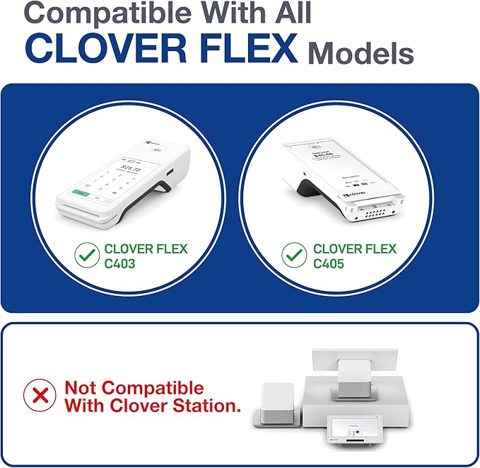 Clover Flex Paper Rolls - 100 Rolls - 2 1/4'’ x 50’- 48 GSM - Clover Flex Receipt Paper Compatible for C401, C403, C405 and C406 POS Machines - BPA Free Material