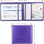 Car Registration and Insurance Holder, Premium Pu Leather Vehicle Glove Box Organizer - for Driver License, Cards & Essential Documents (S-Purple)