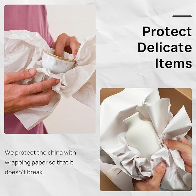 White Packing Paper Roll 17”W x 350'L Newsprint Paper Roll for Packing, Moving and Wrapping, Packaging Newsprint for Moving Supplies, Newsprint Paper for Sketching Crafting 1 Pack
