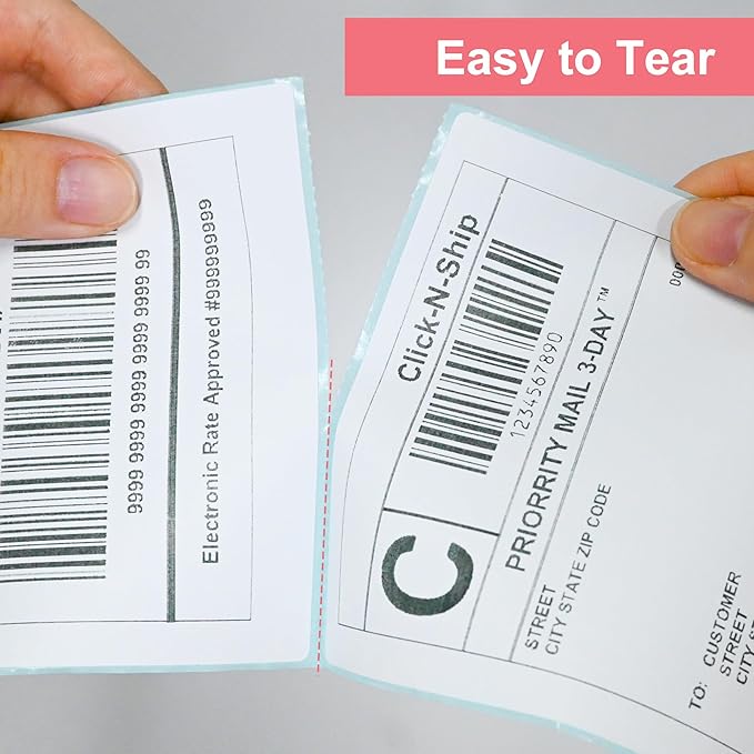 L LIKED 500 PCS 4"x6" Thermal Shipping Labels -250 Labels/Roll, White Perforated Strong Adhesive, Direct Thermal Labels, 2 Rolls