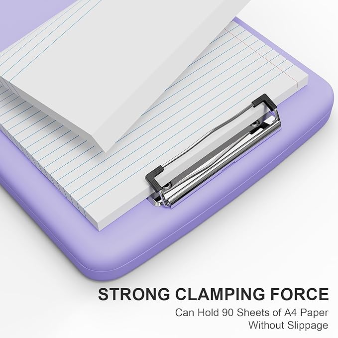 Plastic Clipboard with Storage, 8.5 x 11 Storage Organization Box Side-Opening, Heavy Duty Clip Board with Pen Holder and Paper Folder for Nurses, Teachers, Office & School Supply, Purple