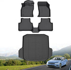 Hutisya-Floor Mats & Cargo Liner Set Fit for Volkswagen Jetta 2019-2025 All Weather Protection Anti-Slip & Durable TPE Full Set Liners Automotive Accessories-Black