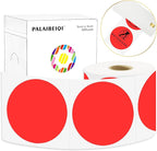 3 X 3 Inch Round Thermal Labels Circle Color Coding Labels Printable Waterproof 500PCS Round Stickers Adhesive Writable for Office, Garage, DIY Sticker, Barcodes, Name Tag, Fluorescent Red
