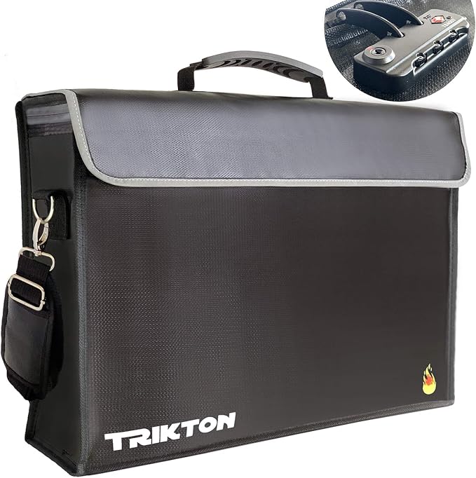 Fireproof & Waterproof Document Bag XXL 17.5x13x5 with TSA Lock, High-Viz Design, Flexible Fireproof Bag for A3 & Legal Size Files, Developed by USA Engineers & Firefighters, Travel Ready
