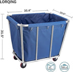Laundry Cart Commercial/Home,10 Bushels Heavy Duty Large Stainless Steel Rolling Laundry Basket with Wheels，for Laundry/Toys/Sundries Organizer and Storage,260LBS Load