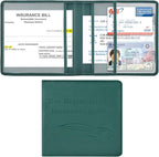 Cacturism Car Registration and Insurance Holder, Vehicle Glove Box Car Organizer Men Women Wallet Accessories Case for Cards, Essential Document, Driver License, Dark Green