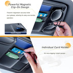 Tumecos Car Sun Visor Organizer with Tissue Holder, Auto Consoles Organizer with Sunglass Clip,Multi-Pocket Visor Accessories for Truck, SUV，Card/Pen/Driver's License Storage