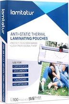 Anti-Static Thermal Laminating Pouches 9x11.5 Inches, Holds 8.5 x 11 Inch Sheets,5mil 100Pcs Hot Laminate Films, Clear Laminator Papers, Letter Size Lamination Sheets(Anti-Static 5Mil-100)
