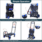 2-in-1 Hand Truck Dolly Foldable,330LB Capacity Hand Dolly,Folding Hand Cart with Retractable Handle,Hand Truck Foldable with 4 Wheels,Portable Handtruck