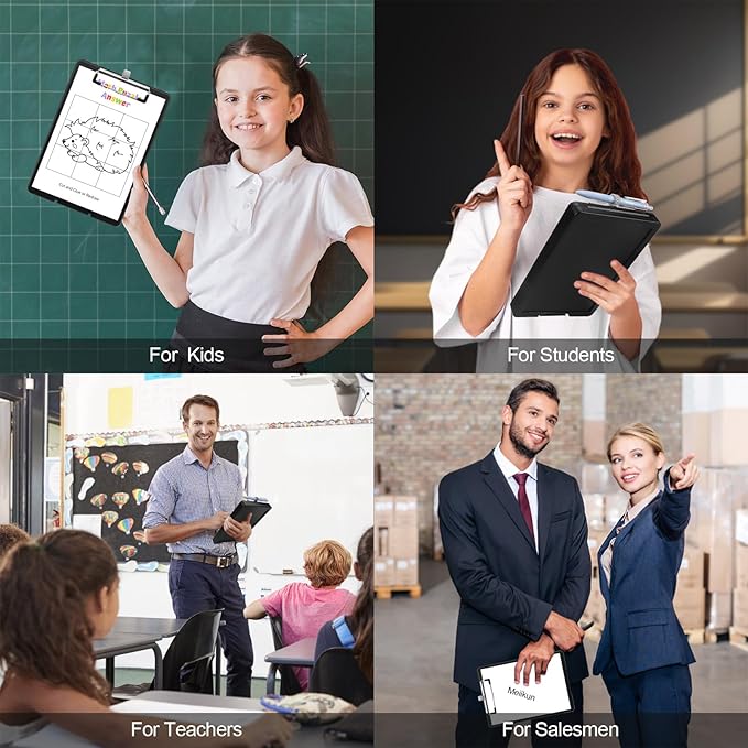 Small Clipboard with Storage, A5 Clipboards with Pen Holder, Half Letter Clip Boards 6x9 Mini Plastic Clipboard with Low Profile Clip for Classroom, School, Office Supplies (Black)