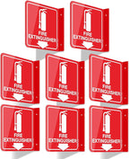 GicnKeuz Fire Extinguisher Sign, 6" x 6" Fire Extinguisher Projecting Sign with Down Arrow, Two-Sided Acrylic L-Signs, Including Screws, Easy to Install, Home Office/Business Use (8 Pack)