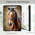 Clipboard with Storage,Office Supplies Nursing Clipboards Folder with Pen Holder Plastic Foldable Clip Board with Storage for Nurse Teacher,Beautiful Horse