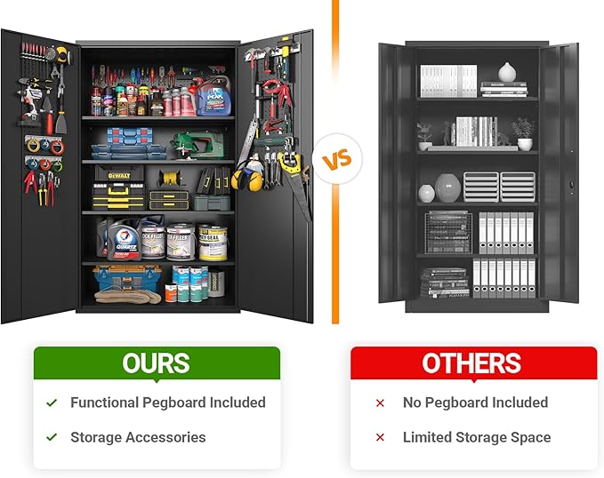 Upgraded Wide Metal Storage Cabinet - 72 Inch Black Lockable Garage Cabinet with Wheels & 4 Adjustable Shelves | Heavy-Duty Steel Cabinet for Garage, Office, Pantry, Gym