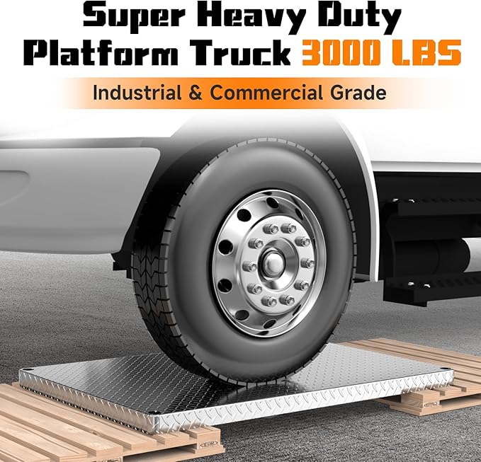 3000LBS Heavy Duty Platform Truck Cart Dolly | 44"x28" 2mm Steel Deck & Reinforced Chassis | 6" TPR Swivel Wheels | Industrial Flatbed Cart for Warehouse, Factory, Logistics