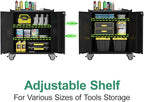 Metal Tool Cabinet,Garage Storage Cabinet System,Wall Cabinet & Locking Rolling Tool Cabinet with Doors and Adjustable Shelves,Steel Tool Cabinets for Home (4 Pcs-StyleC, Black)