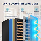 Tylza 24'' Wine and Beverage Refrigerator, Dual Zone Wine Fridge with 190 Cans and 90 Bottles, Upgraded Compressor, Low-E Tempered Glass, Safety Lock, 2 In 1 Beverage Fridge for Home or Commercial
