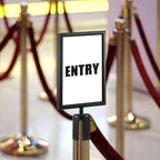 Taiyin 8 Pcs Stanchion Sign Holder Double Sided Sign Frame with Cover Stanchion Top Frames for 8.58 x 12.52 Inches Paper Size for Crowd Control Sentry Stanchions (Black)