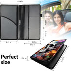 Car Registration and Insurance Holder, Leather Car Glove Box Organizer, Cool Car Accessories for ID, Driver's License Cards & Essential Document,business cards,Men&Women,Skull Flower