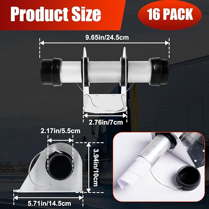Soundforge Waterproof Aluminum Trailer Document Holder – Registration Card Storage Box with Tethered Rubber End Caps for Trucks, Trailers, and Tractors, Tube Style (1-5/8" x 9-7/16") (16)