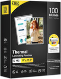 KTRIO 5 MIL Laminating Sheets, Hold 8.5 x 11 Inches, 100 Pack Thermal Laminating Pouches, 9 x 11.5 Laminate Sheets for Laminator, Clear Lamination Sheet Paper, Letter Size, Office School Home Supplies