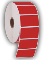 2.25" X 1.25" Direct Thermal Perforated Stickers Labels for Barcodes, Address, Consignment - Compatible with Zebra, Rollo, Godex and More (RED, 12 Rolls)