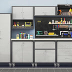 Metal Garage Wall Cabinet with Lock, Wall Mounted Metal Storage Cabinets with Doors and Shelf, Lockable Floating Tool Storage for Garage Basement Utility Room