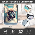 Clipboard with Storage,Heavy Duty Plastic Storage Clipboard with Low Profile Clip,Teacher Must Haves,Office Supplies,French Bulldog