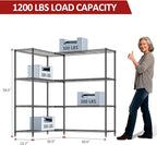 IZEUK Linked Storage Racks, DIY Adjustable Heavy Duty Metal Shelving Unit for Corner, Ideal for Kitchen, Garage, Warehouse, and Garden (Black, 4 Tiers, 15.7" D x 33.5" W x 59.5" H, 1147 lbs Capacity)