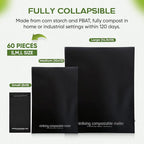 Reusable Double-Sealed Mailing Bags - Multi-Size Mailers (20 Pack 6x9, 20 Pack 10x13, 20 Pack 14.9x19), Plant-Based Packaging Envelopes With Adhesive Seal - 60 Pack Starter Set