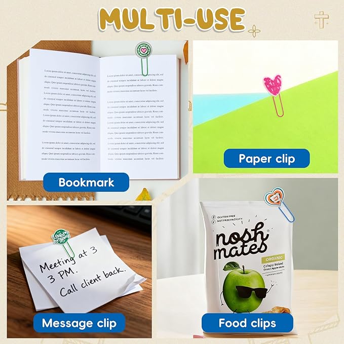30 PCS Jesus Paper Clips Metal Paperclip Large Size Paper Clip Cute Bookmark Colorful Office Supplies Bookmark Clamp Desk Accessories Stationery for School Gifts for Christian