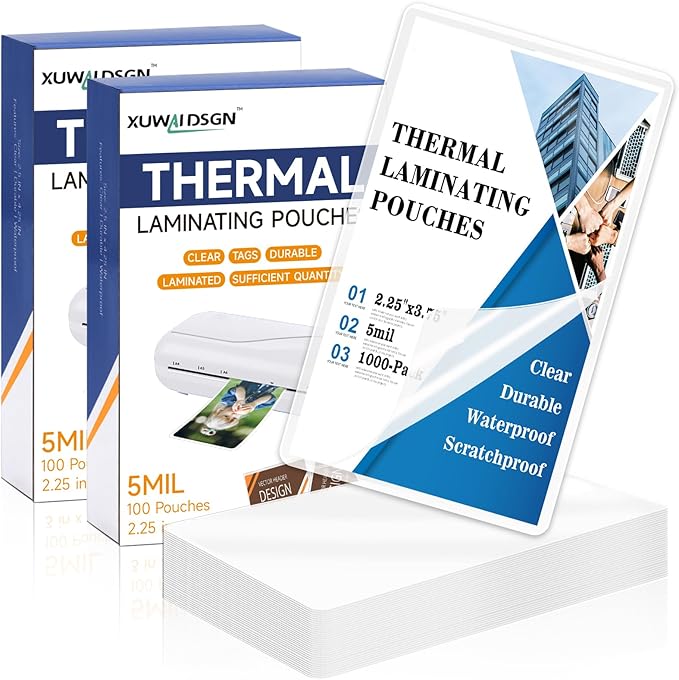 1000 Pack 5mil 2.25“x3.75" Thermal Laminating Pouches Badge Laminate Pouches Clear Laminated Luggage Tags Printable Laminator Pouches for Business Permits Cards (1000, 2.25“x3.75"-5mil)