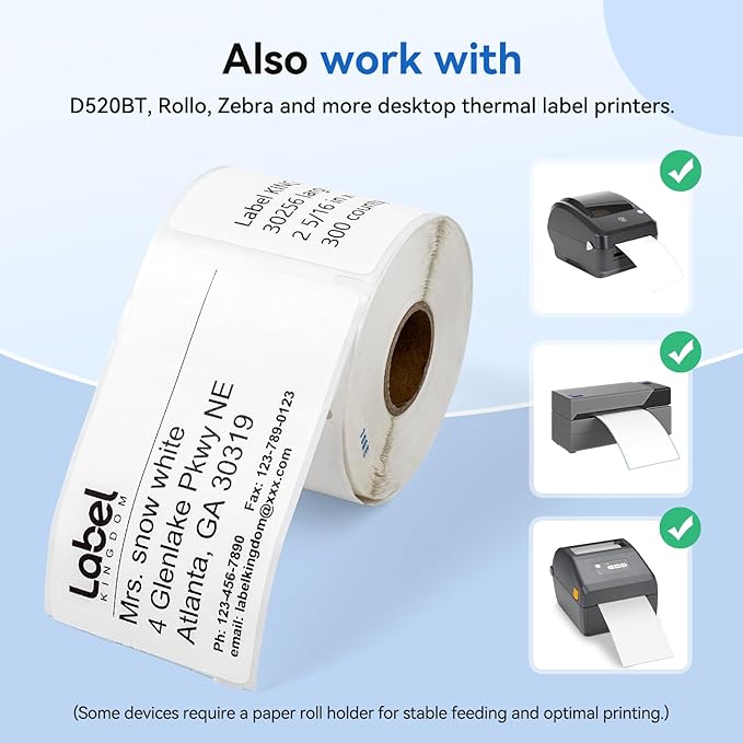 Label KINGDOM 30256 Paper Roll Replace for Dymo Standard Large Shipping Labels 2-5/16'' x 4'' LW White Labels for Label Writer 450 Twin Turbo Duo (59 mm x 102 mm, 300/Roll, 1 Roll)
