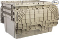 Hudson Exchange 27.3 x 17.2 x 12.6 (3 Pack) Storage Tote Distribution Container with Hinged Attached Lid, Gray/Brown