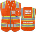 BeautyWill Custom Logo Safety Vest 8 Pockets Class2 ANSI Certified High Visibility Reflective Vest for Men - Personalized Logo Heavy-Duty Work Vest（Orange，XL）