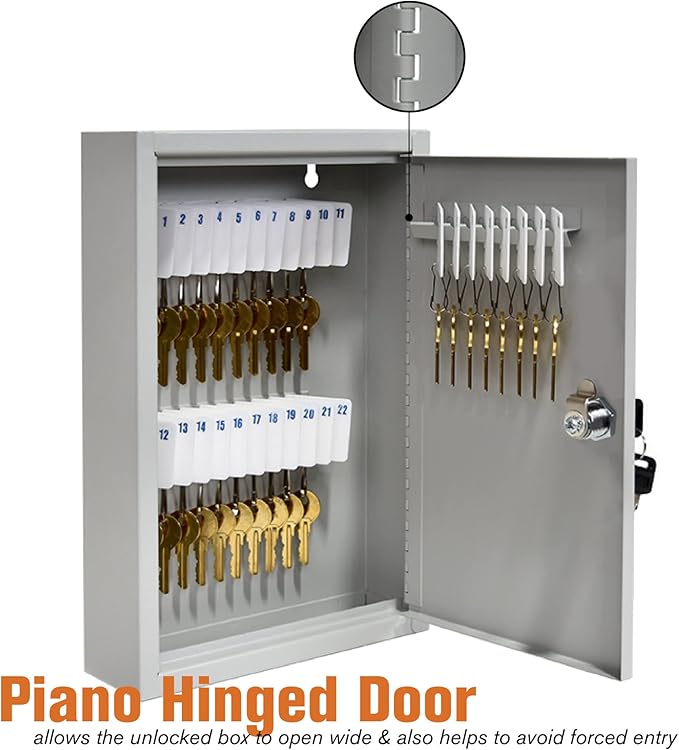 STEELMASTER by BankSupplies 30 Key Cabinet - Dual Lock Control Key Box - Welded 22 Gauge Steel Construction - Scratch Resistant - Write-On Key Tags for Easy Identification