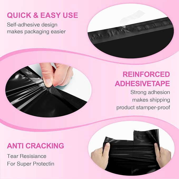 Metronic Poly mailers 10x13'' 1200pcs with 4x6 Thermal Labels 1200 Labels Bulk, Self Seal Shipping Bags for Clothing,Waterproof Mailing Bags for Shipping, Shipping Envelopes for Small Business,Black
