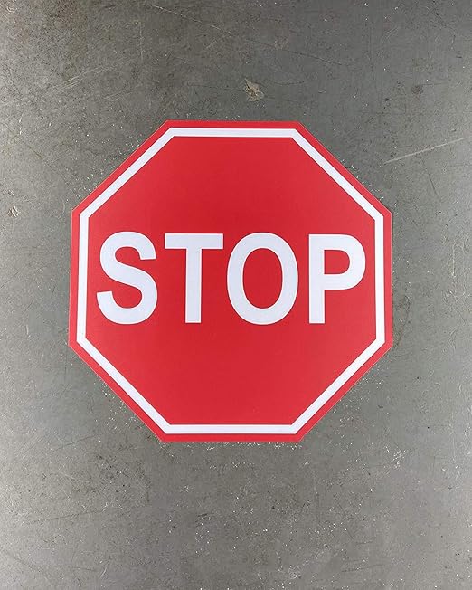 "Stop" Durable Laminated Vinyl Floor Sign- Sign by Graphical Warehouse- 5S Safety and Security Signage, Visual Communication Tool (34")